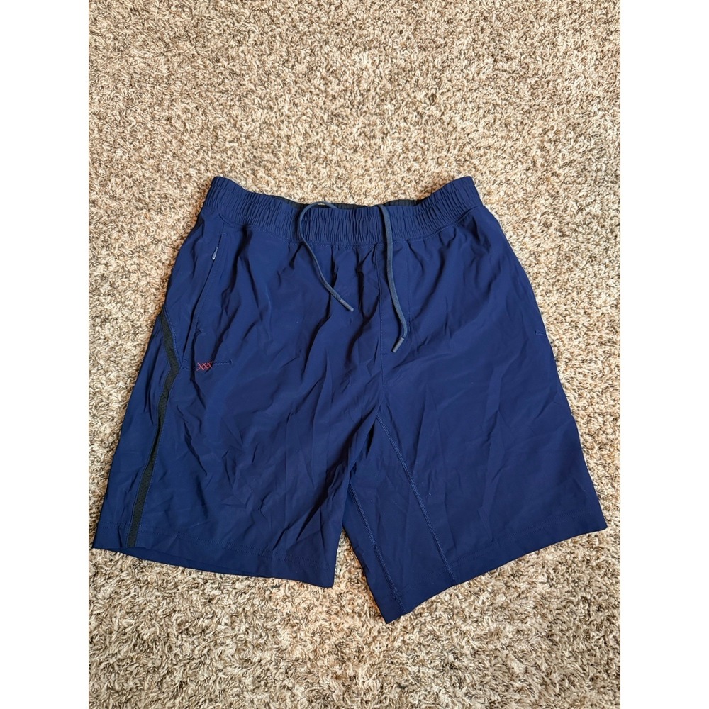 Rhone Blue Men's Running Shorts Size Medium Zip Pockets Drawstring